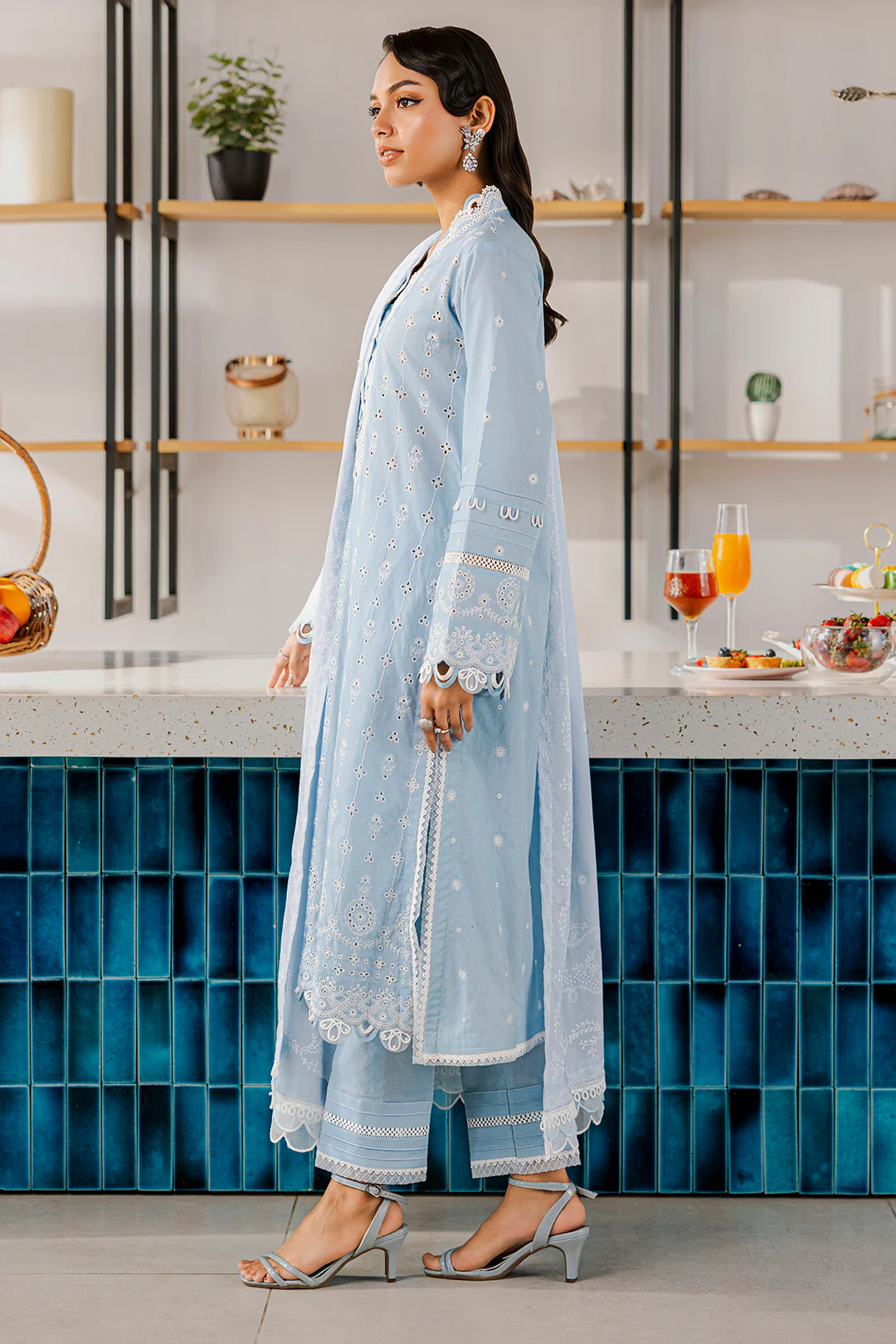 Embroidered Shirt Shalwar Dupatta - 0814 - Image 7