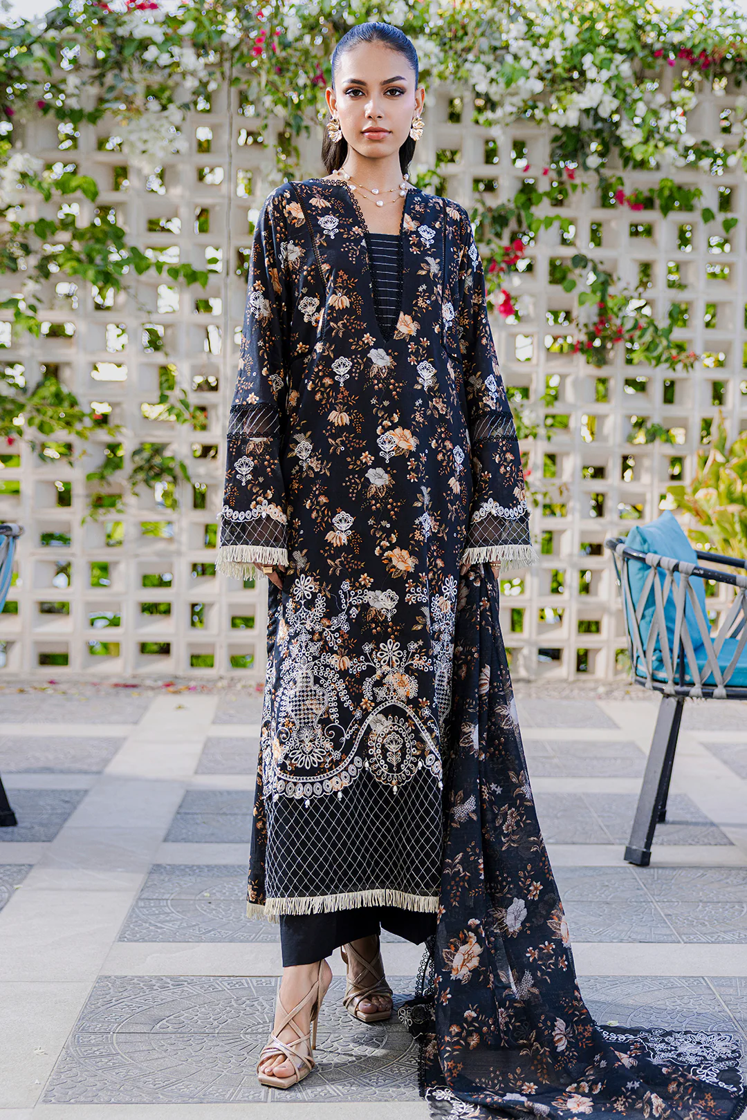 Embroidered Shirt Shalwar Dupatta - 0816 - Image 4