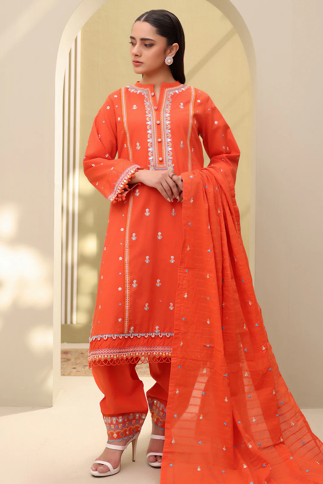 Embroidered Shirt Shalwar Dupatta - 0818 - Image 4
