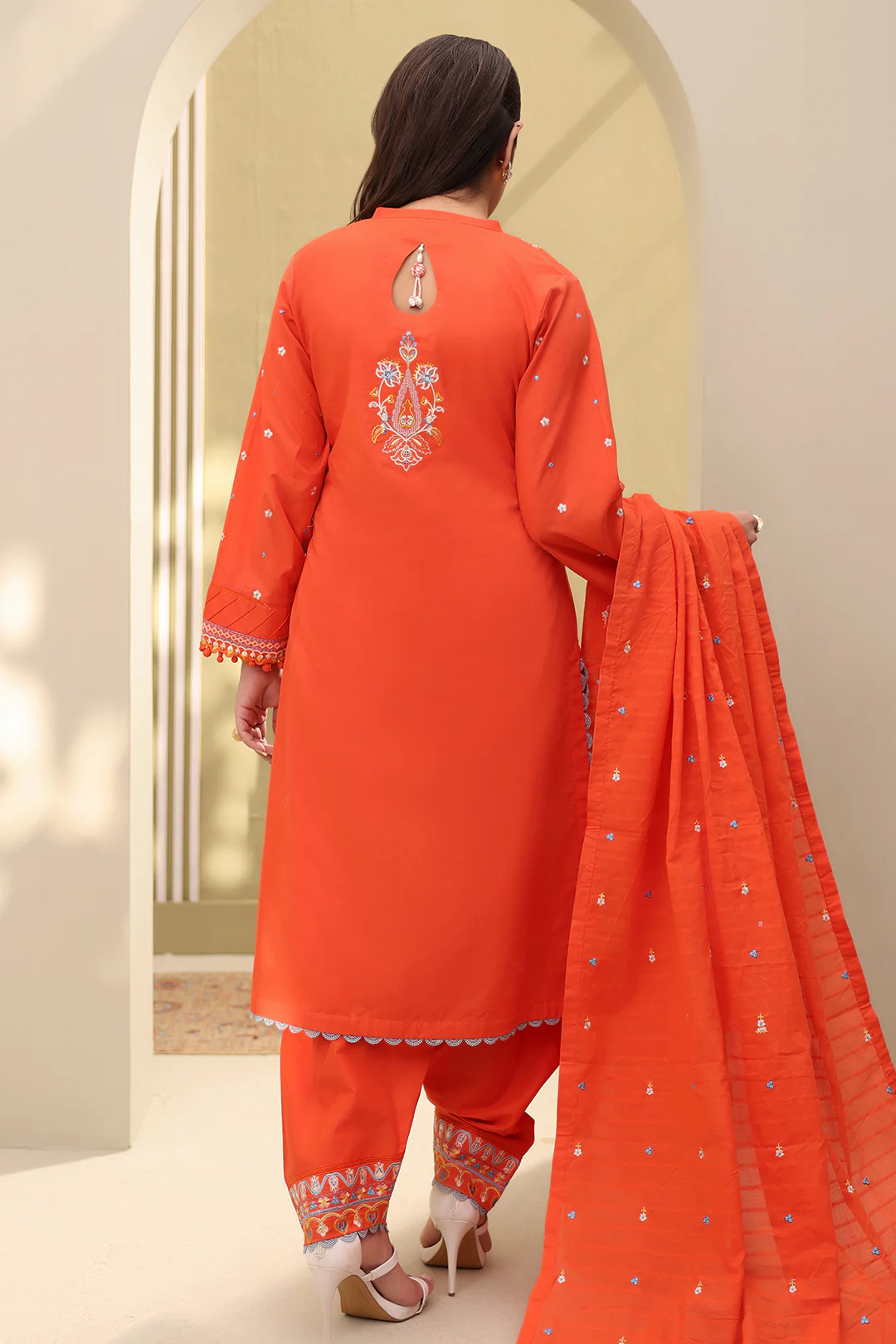 Embroidered Shirt Shalwar Dupatta - 0818 - Image 8