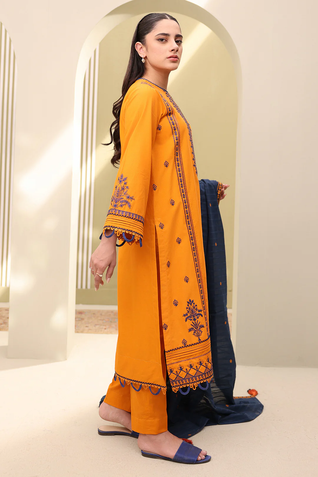 Embroidered Shirt Shalwar Dupatta - 0820 - Image 8