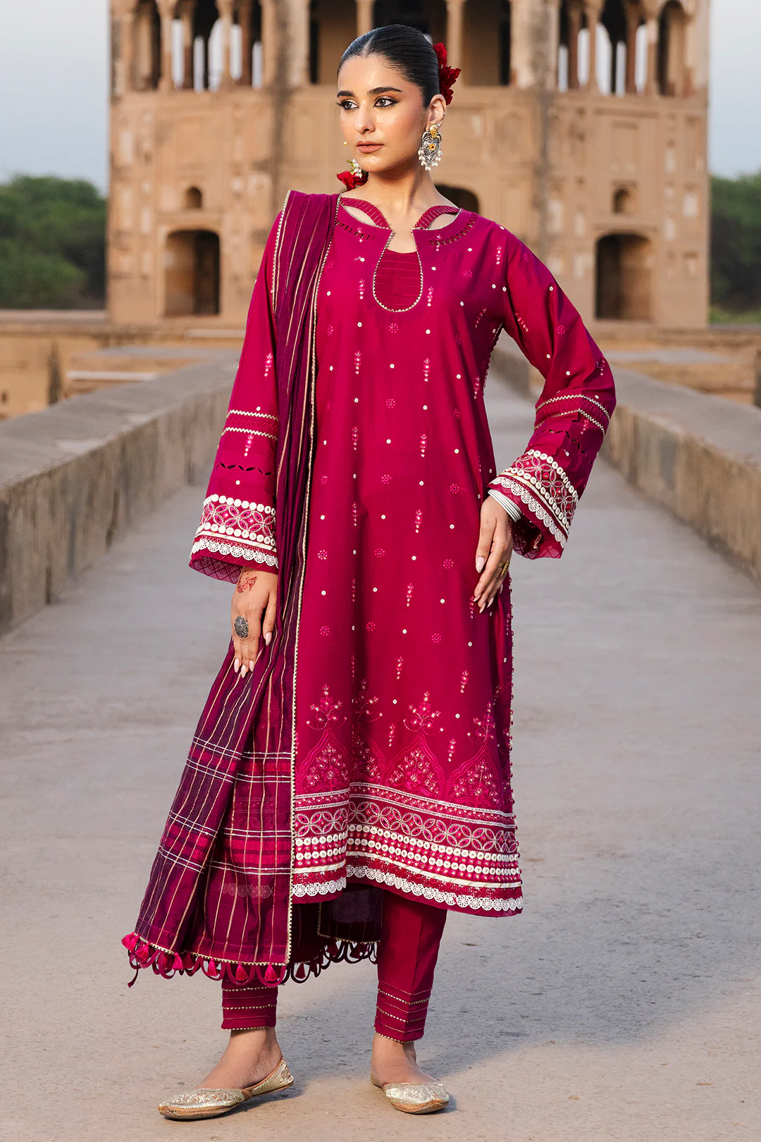 Embroidered Shirt Shalwar Dupatta - 0824