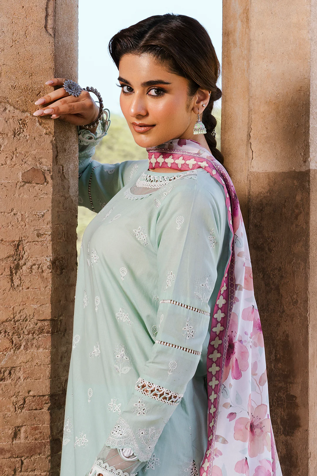Embroidered Shirt Shalwar Dupatta - 0826 - Image 4