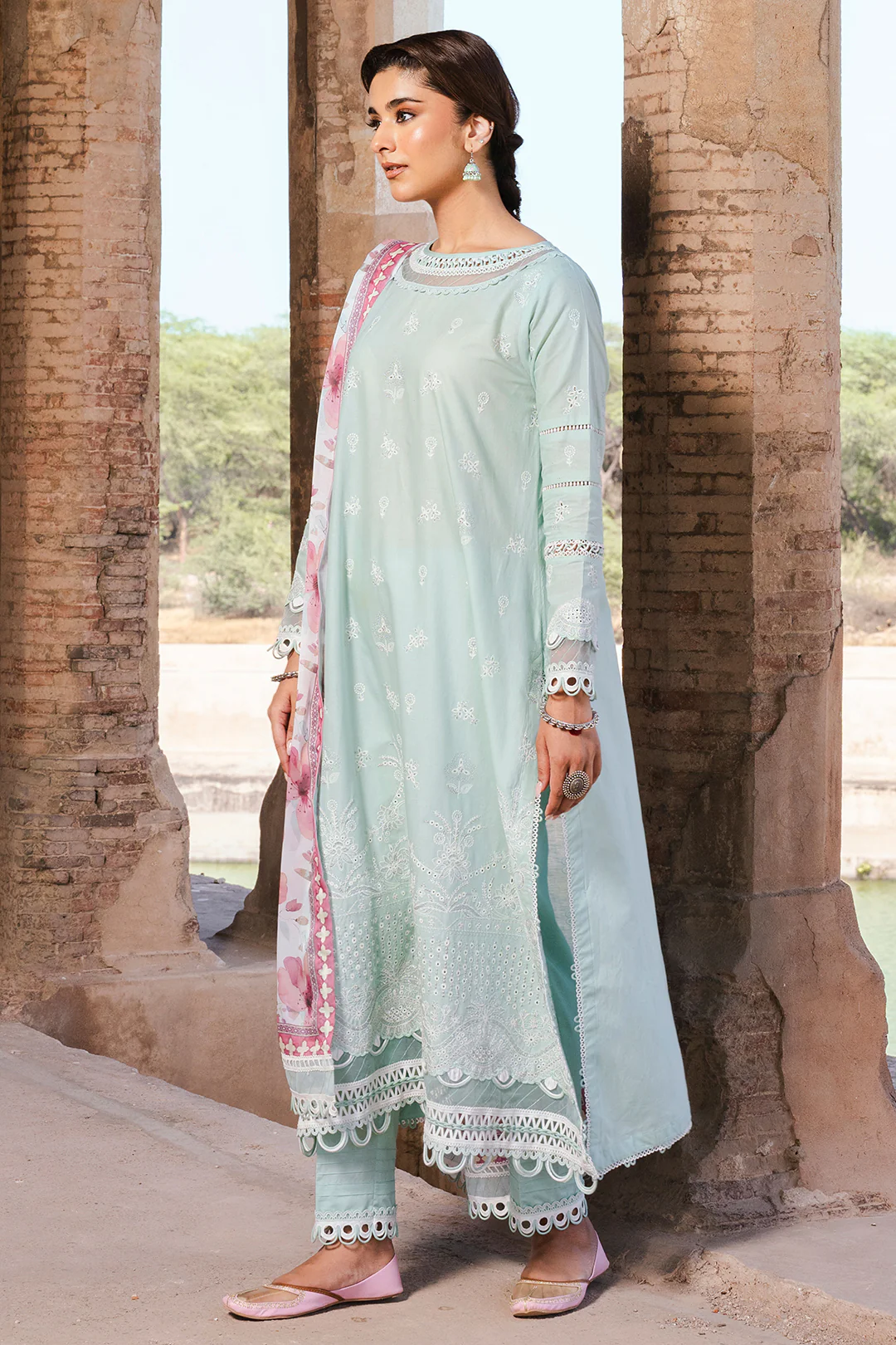 Embroidered Shirt Shalwar Dupatta - 0826 - Image 6