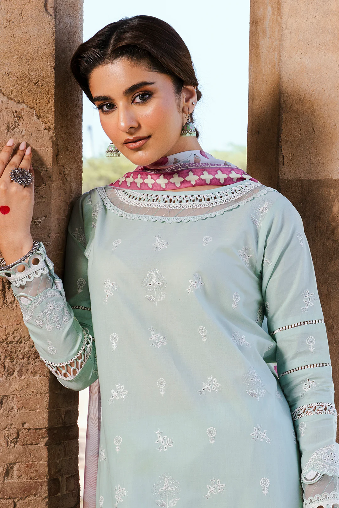 Embroidered Shirt Shalwar Dupatta - 0826 - Image 7