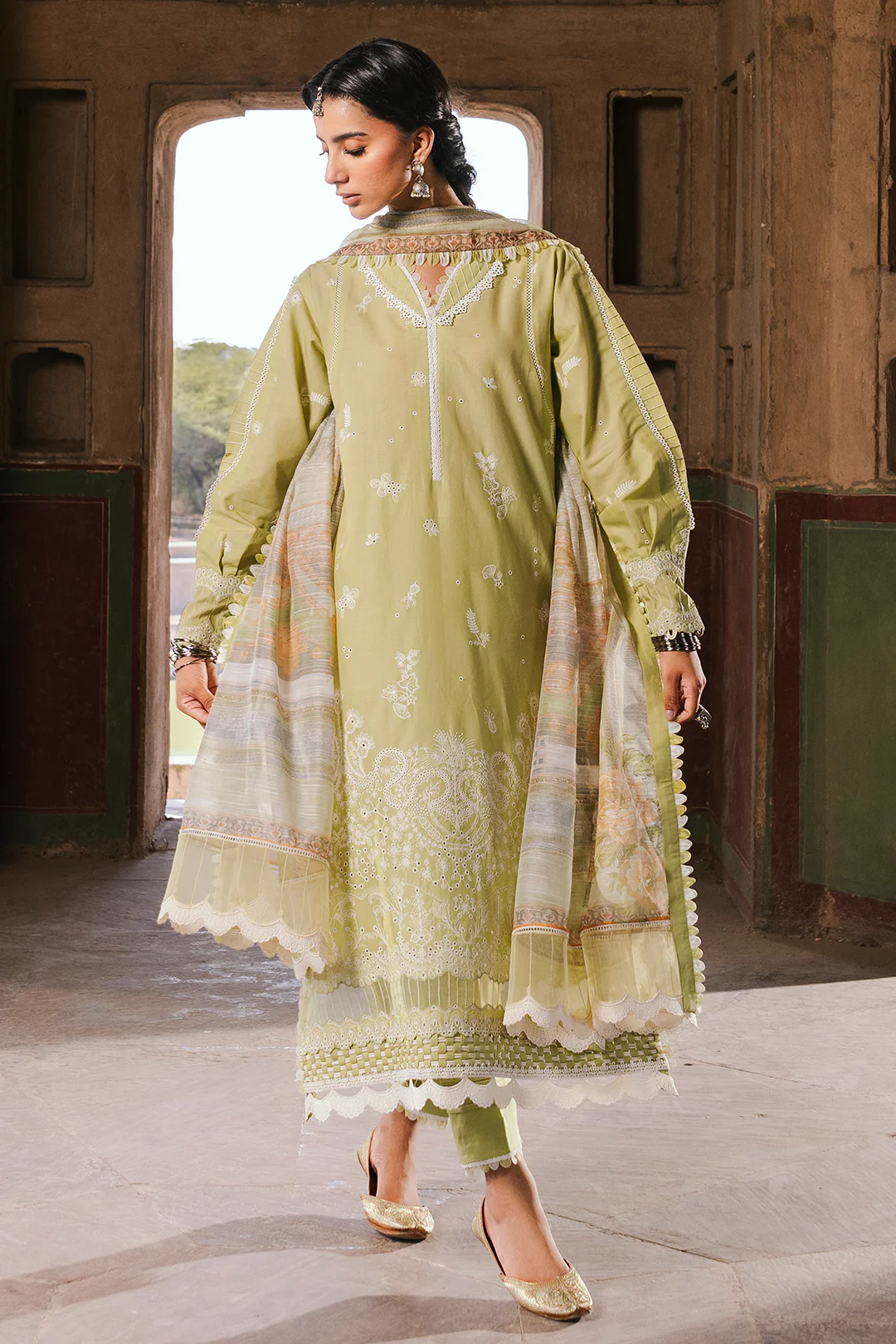 Embroidered Shirt Shalwar Dupatta - 0828 - Image 5