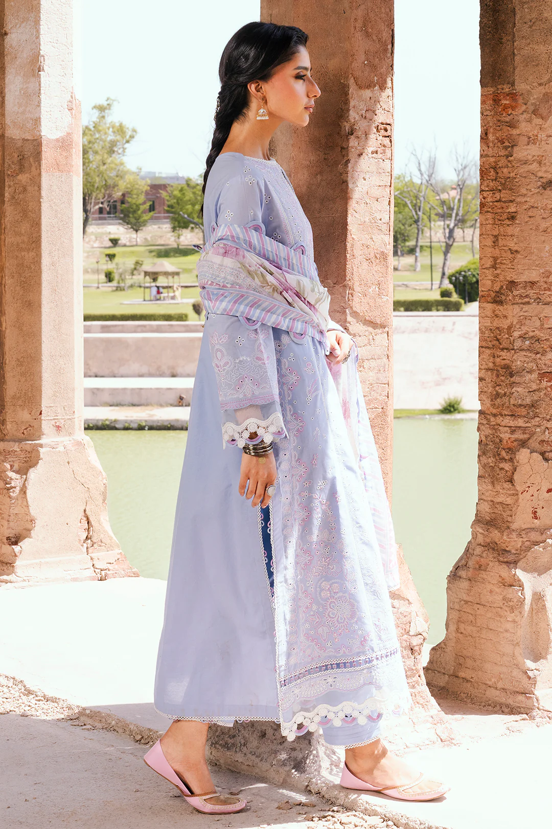 Embroidered Shirt Shalwar Dupatta - 0830 - Image 6