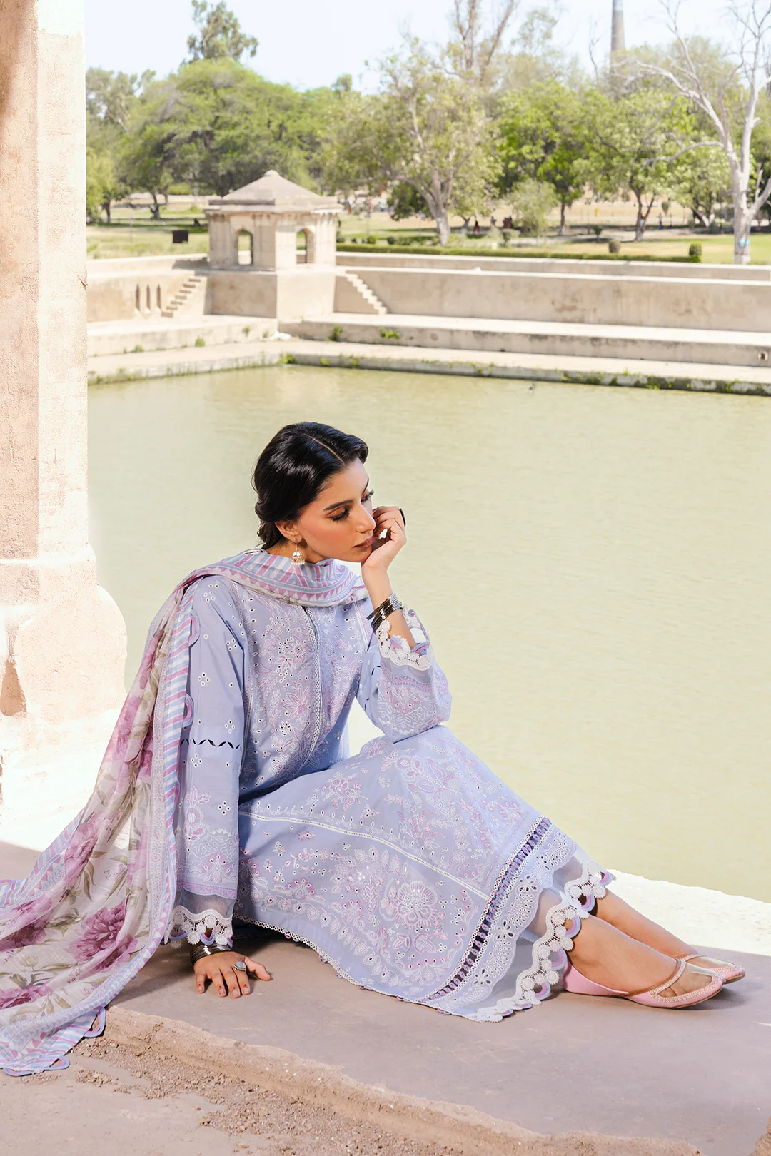 Embroidered Shirt Shalwar Dupatta - 0830 - Image 8