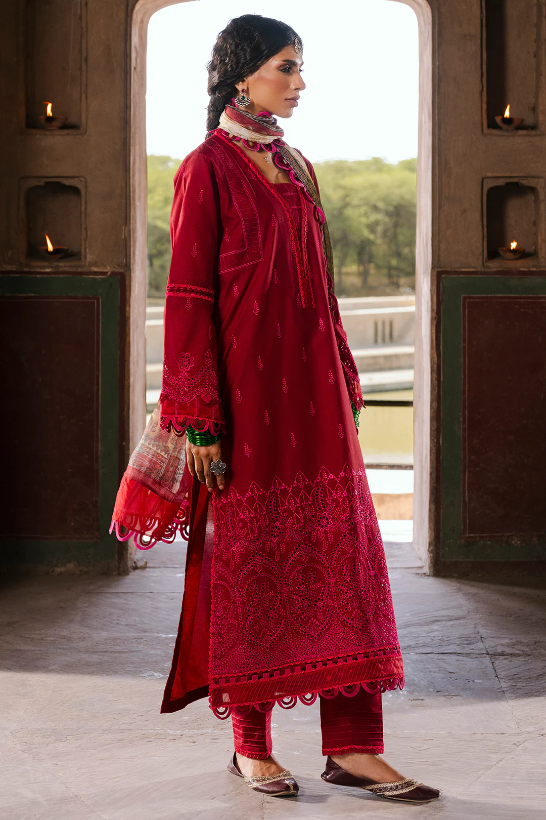 Embroidered Shirt Shalwar Dupatta - 0835 - Image 9