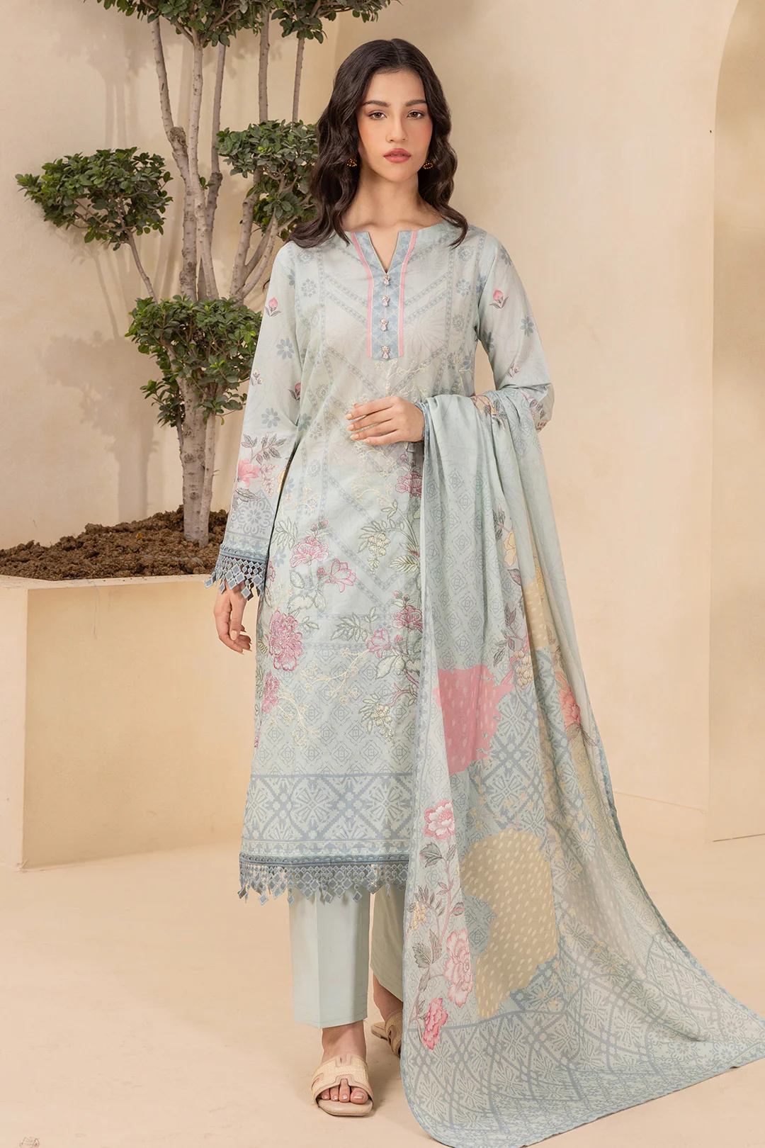 Embroidered Shirt Shalwar Dupatta - 0435 - Image 6