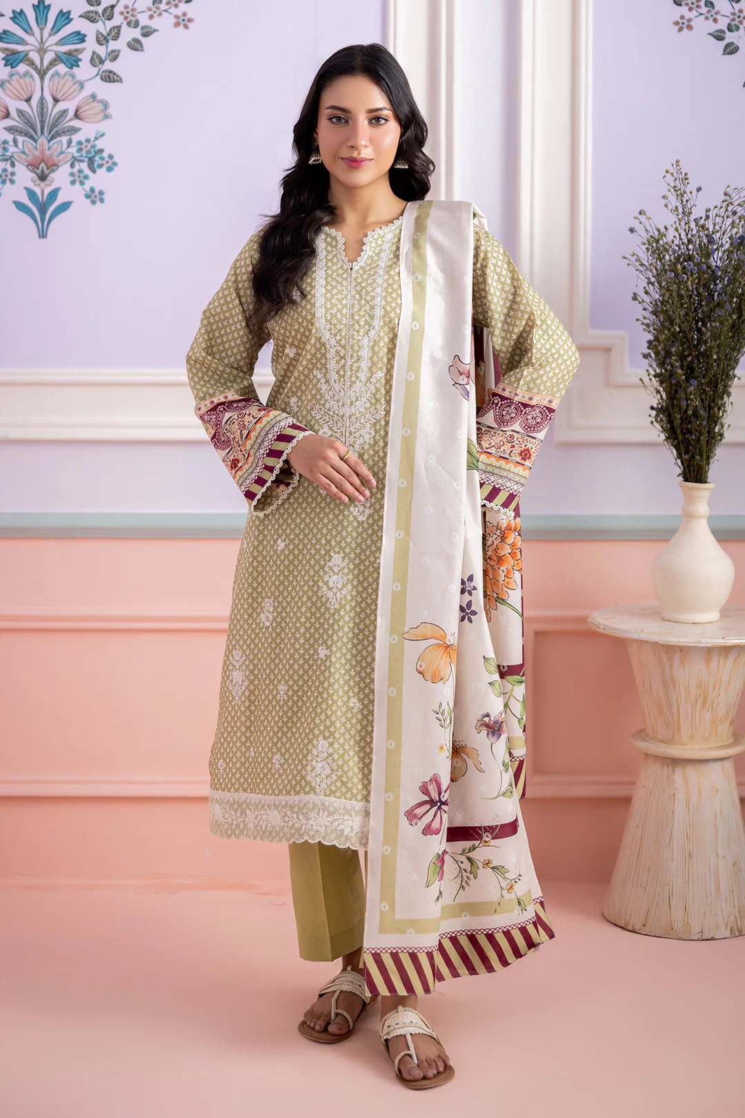 Embroidered Shirt Shalwar Dupatta - 0444 - Image 5