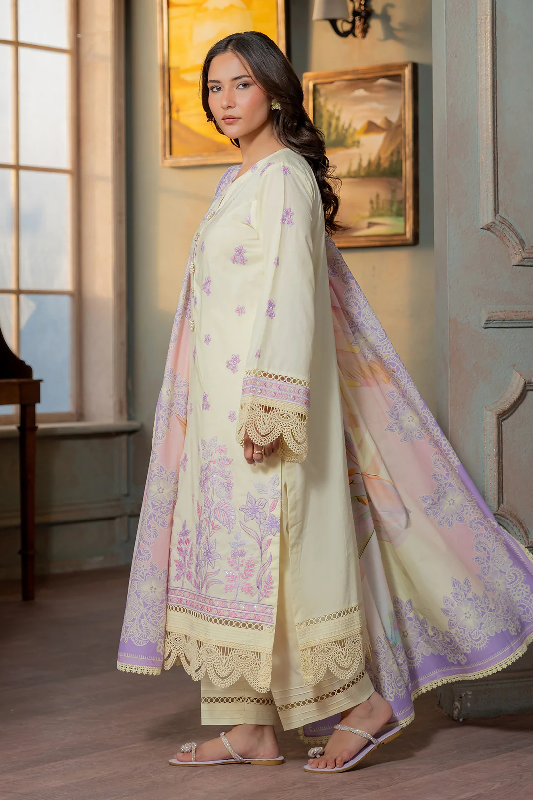 Embroidered Shirt Shalwar Dupatta - 0445 - Image 5