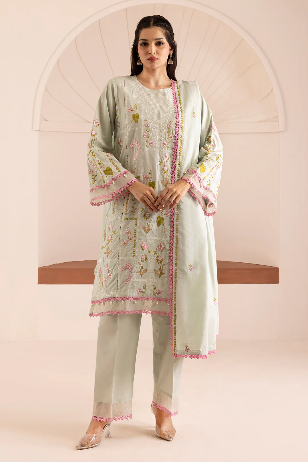 Embroidered Shirt Shalwar Dupatta - 0446 - Image 4