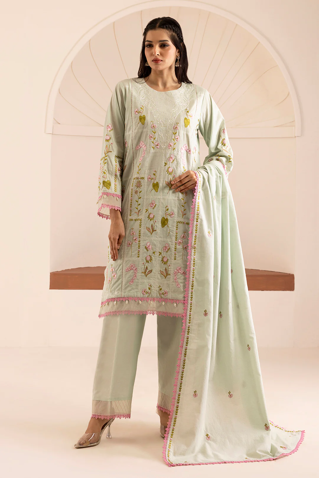 Embroidered Shirt Shalwar Dupatta - 0446 - Image 5