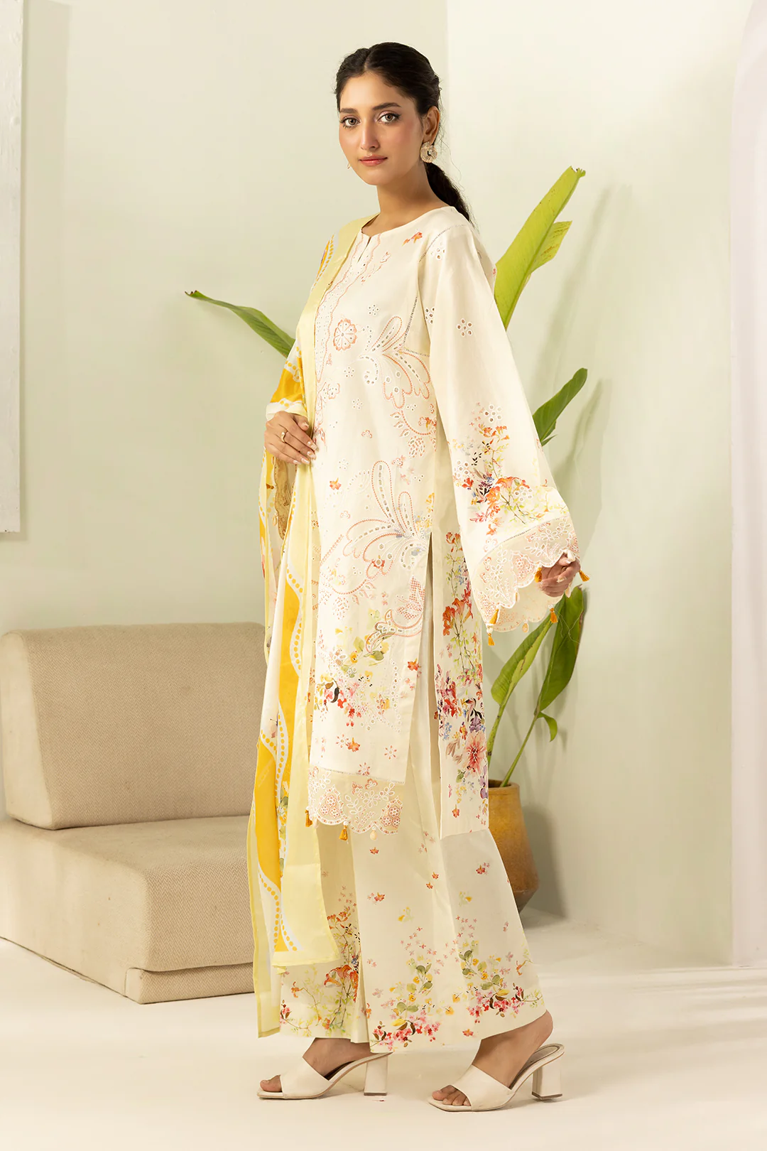 Embroidered Shirt Shalwar Dupatta - 0450 - Image 4