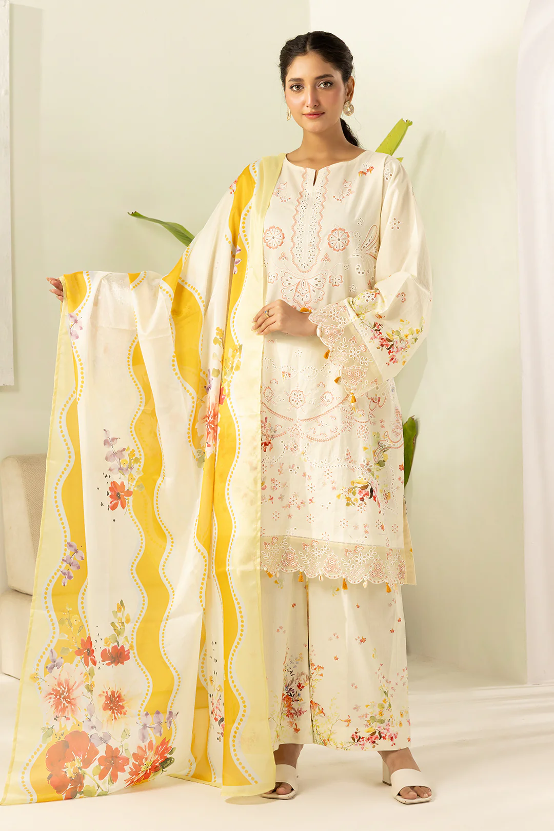 Embroidered Shirt Shalwar Dupatta - 0450 - Image 5