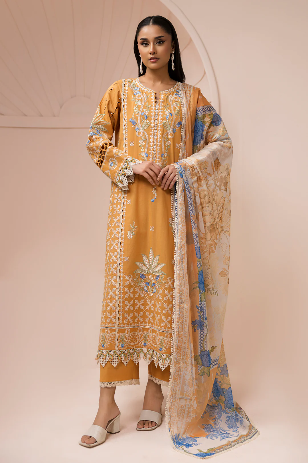 Embroidered Shirt Shalwar Dupatta - 0451 - Image 2