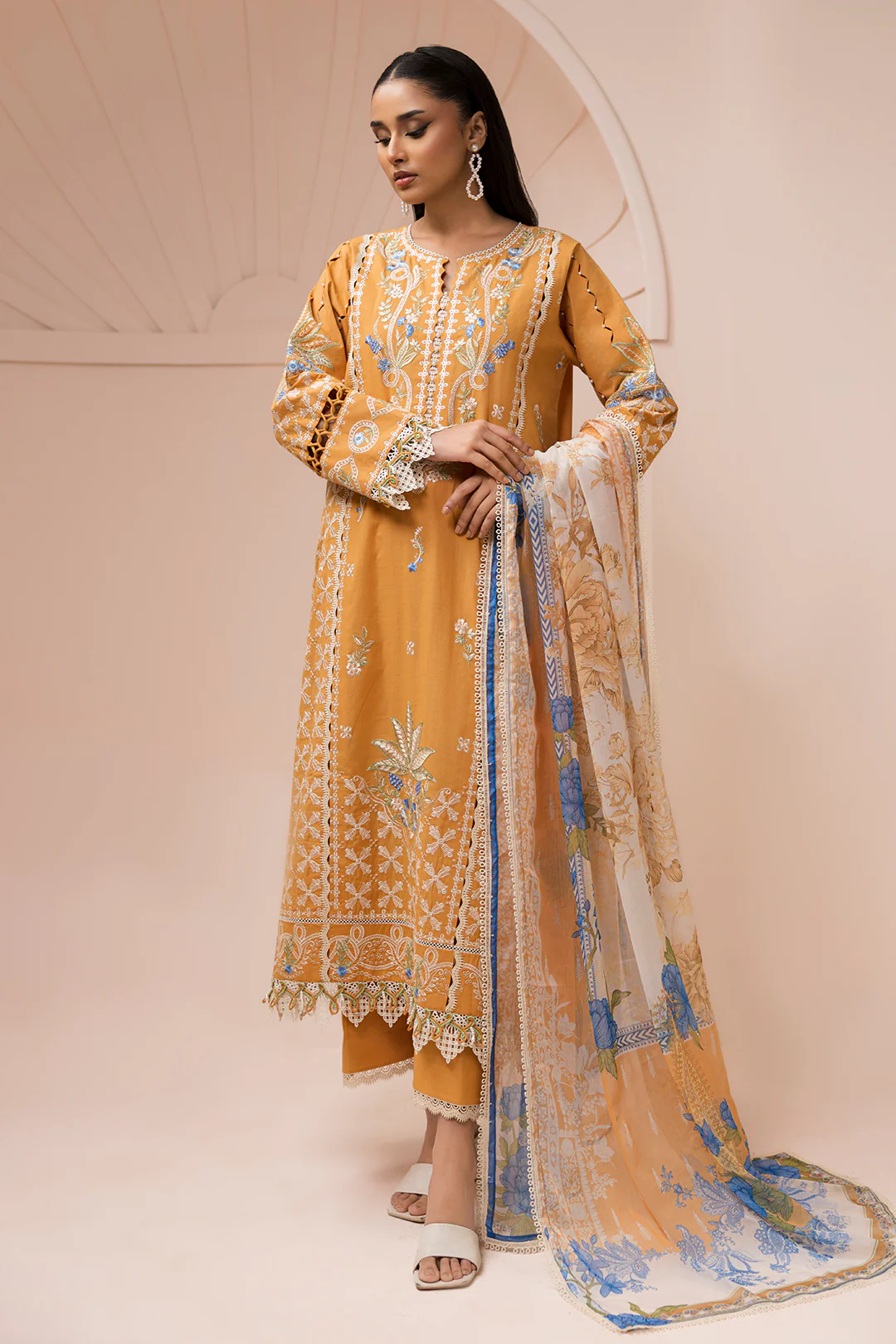 Embroidered Shirt Shalwar Dupatta - 0451 - Image 4