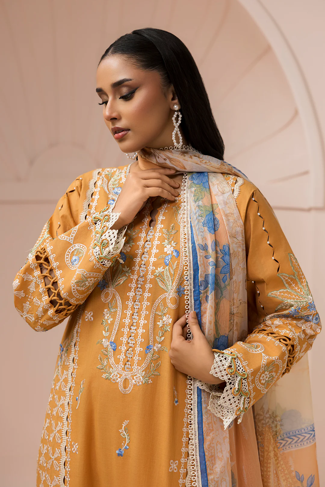 Embroidered Shirt Shalwar Dupatta - 0451 - Image 6