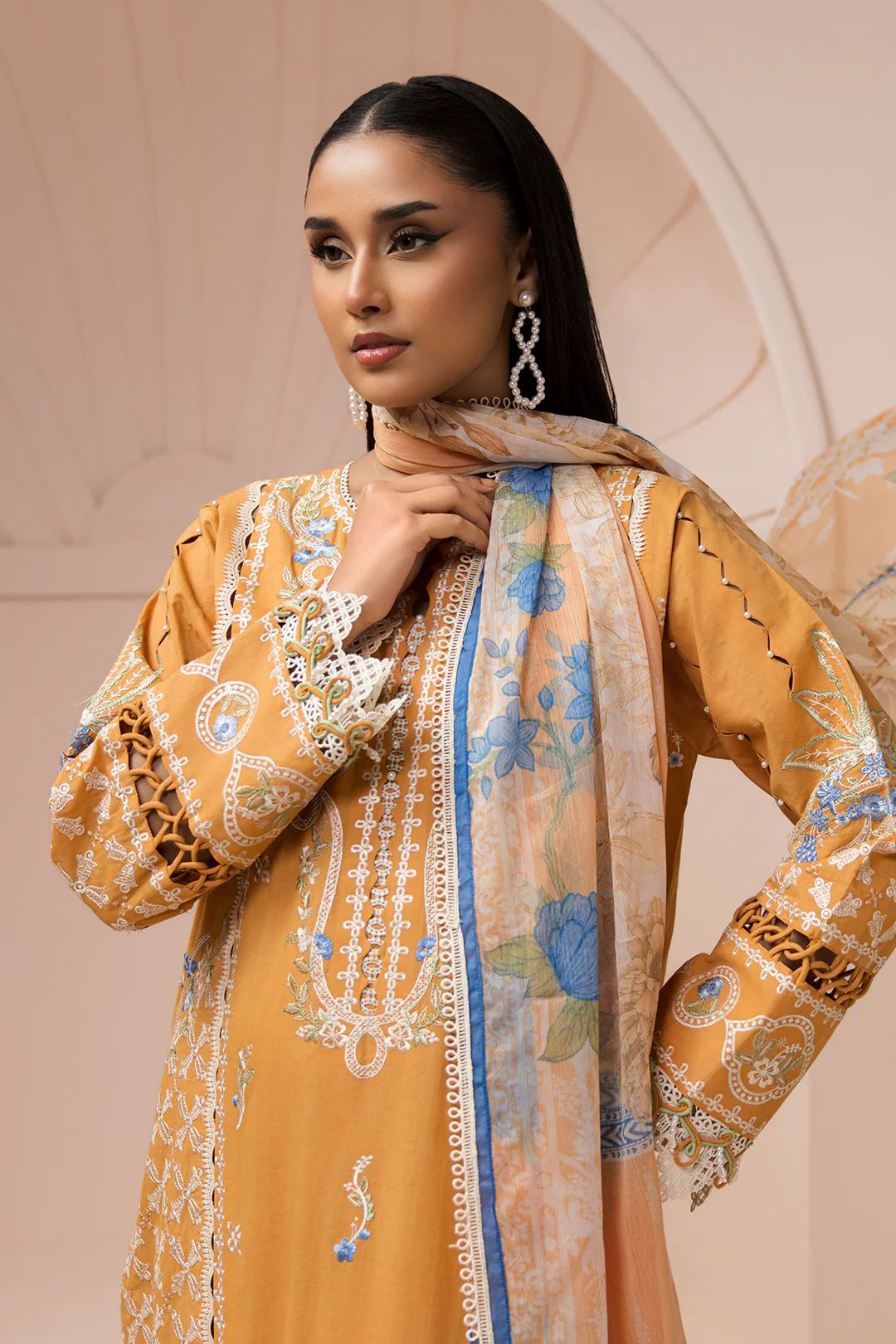 Embroidered Shirt Shalwar Dupatta - 0451 - Image 7
