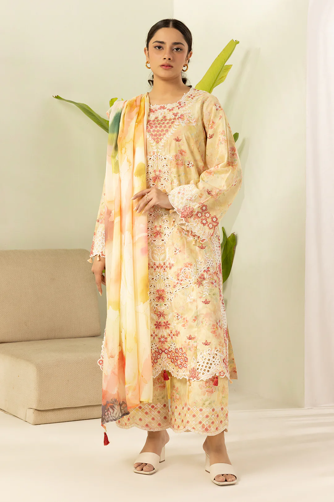 Embroidered Shirt Shalwar Dupatta - 0452 - Image 2