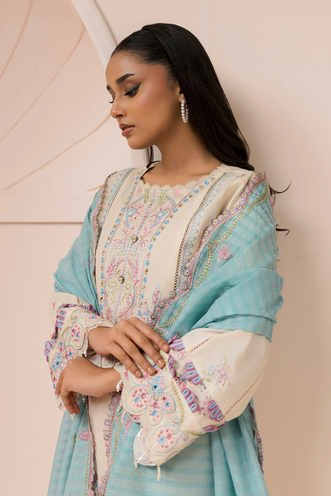 Embroidered Shirt Shalwar Dupatta - 0453 - Image 6