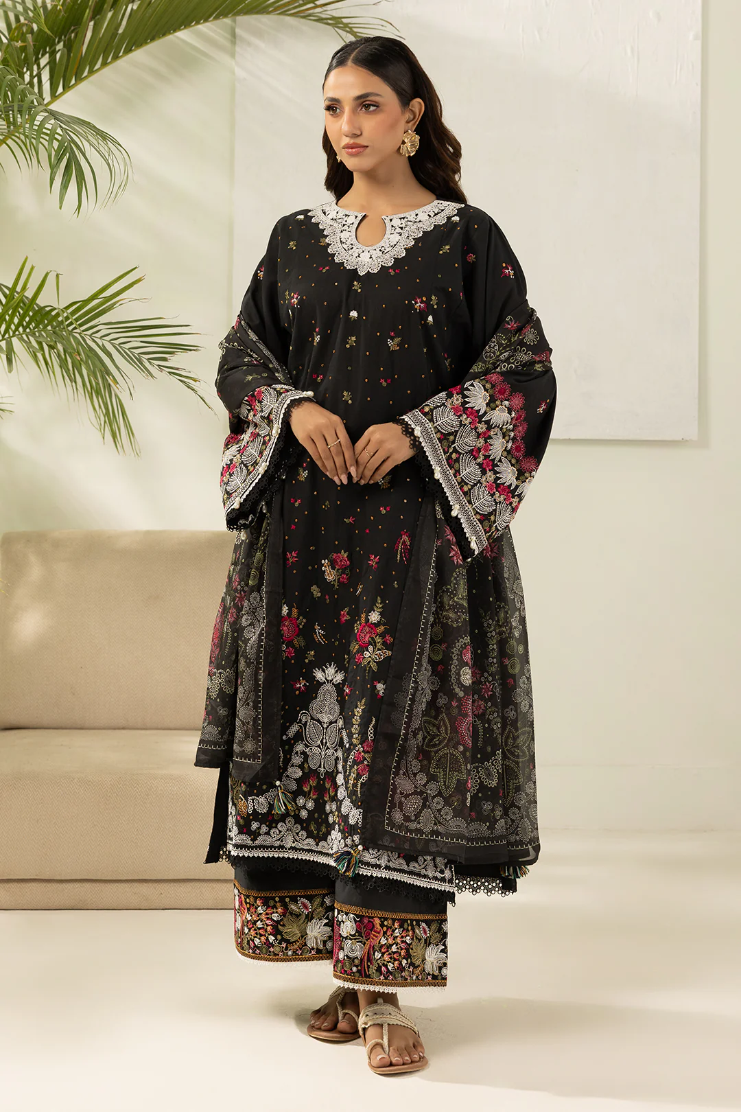Embroidered Shirt Shalwar Dupatta - 0456 - Image 4