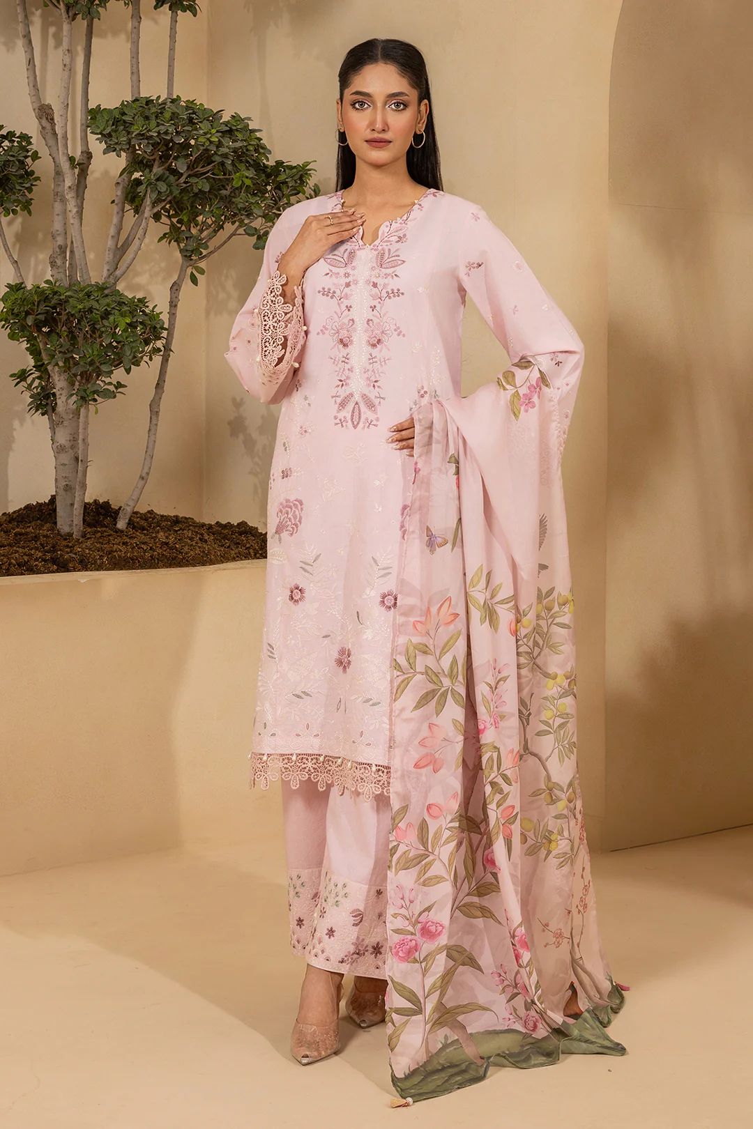 Embroidered Shirt Shalwar Dupatta - 0458 - Image 4