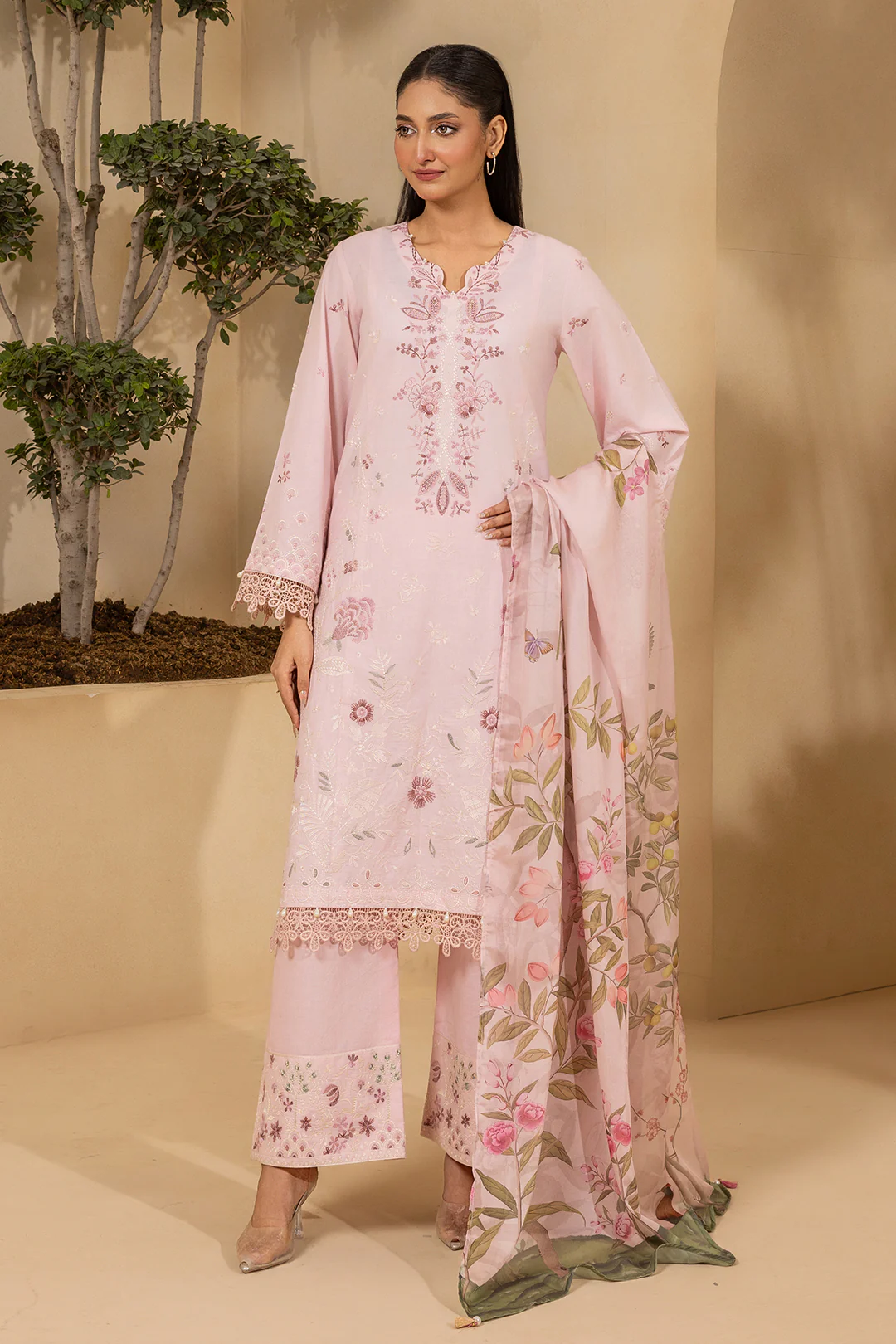 Embroidered Shirt Shalwar Dupatta - 0458 - Image 5