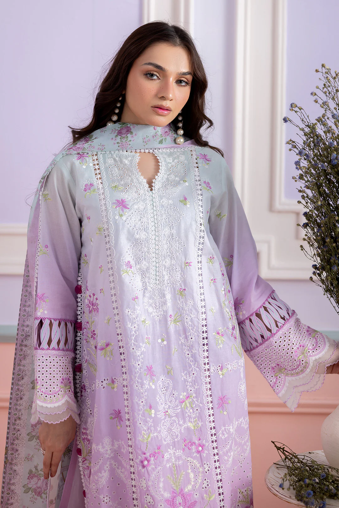Embroidered Shirt Shalwar Dupatta - 0459 - Image 3