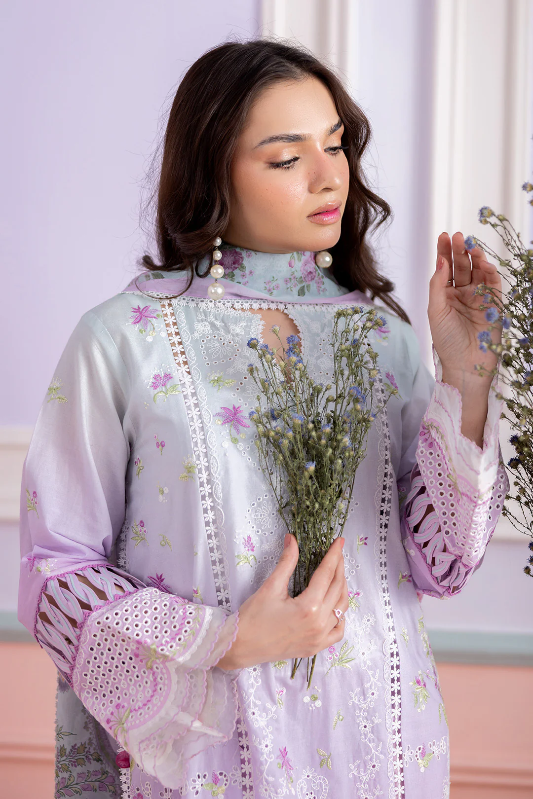 Embroidered Shirt Shalwar Dupatta - 0459 - Image 8