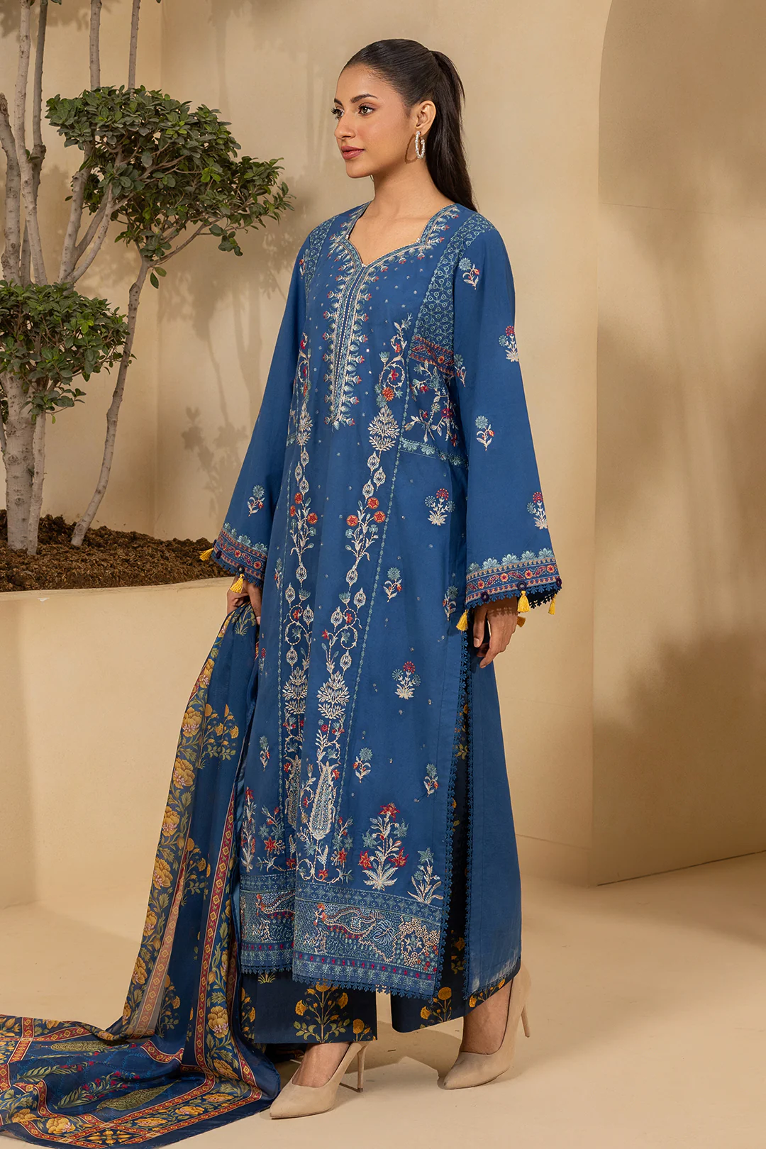 Embroidered Shirt Shalwar Dupatta - 0460 - Image 5