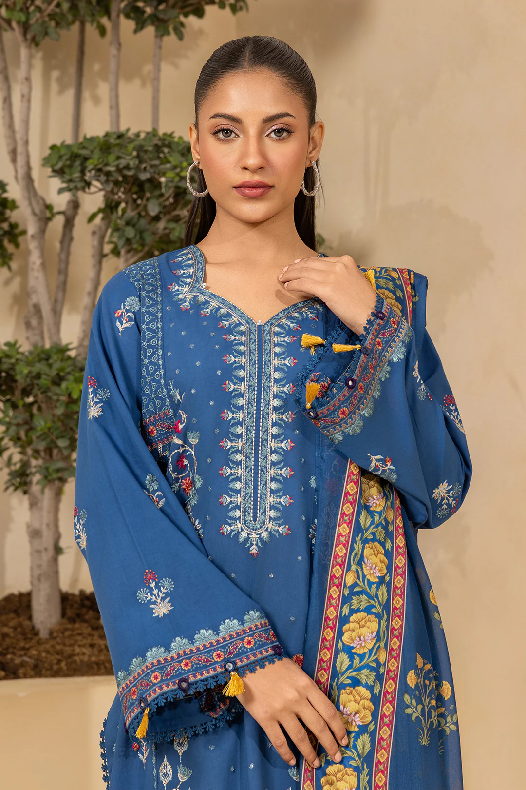 Embroidered Shirt Shalwar Dupatta - 0460 - Image 7