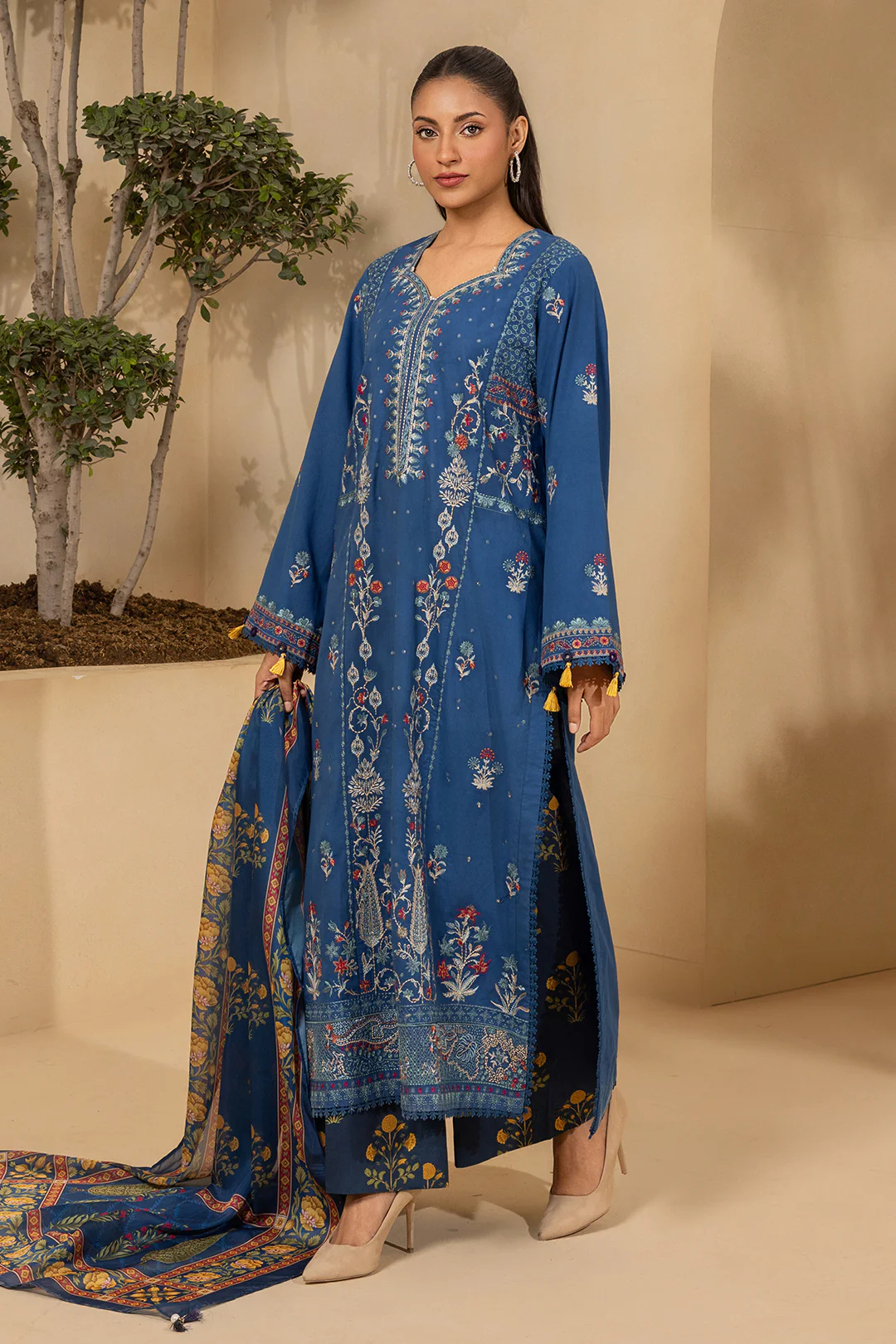 Embroidered Shirt Shalwar Dupatta - 0460 - Image 8