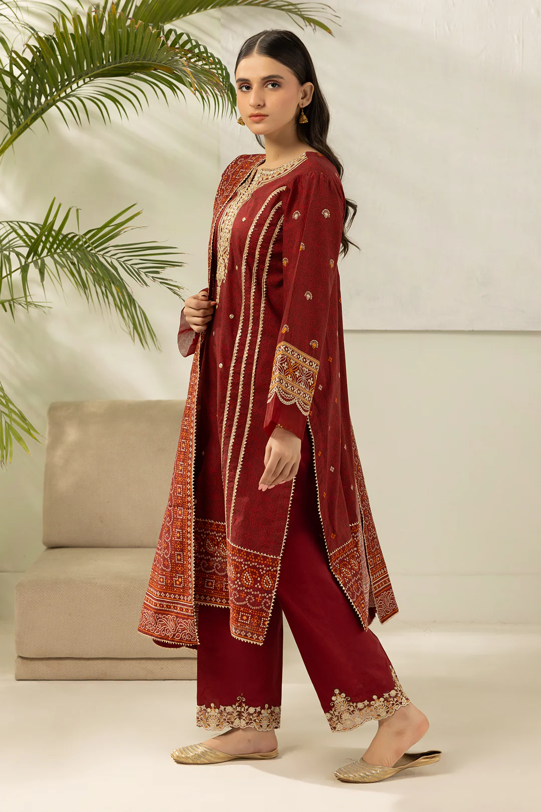 Embroidered Shirt Shalwar Dupatta - 0501 - Image 5