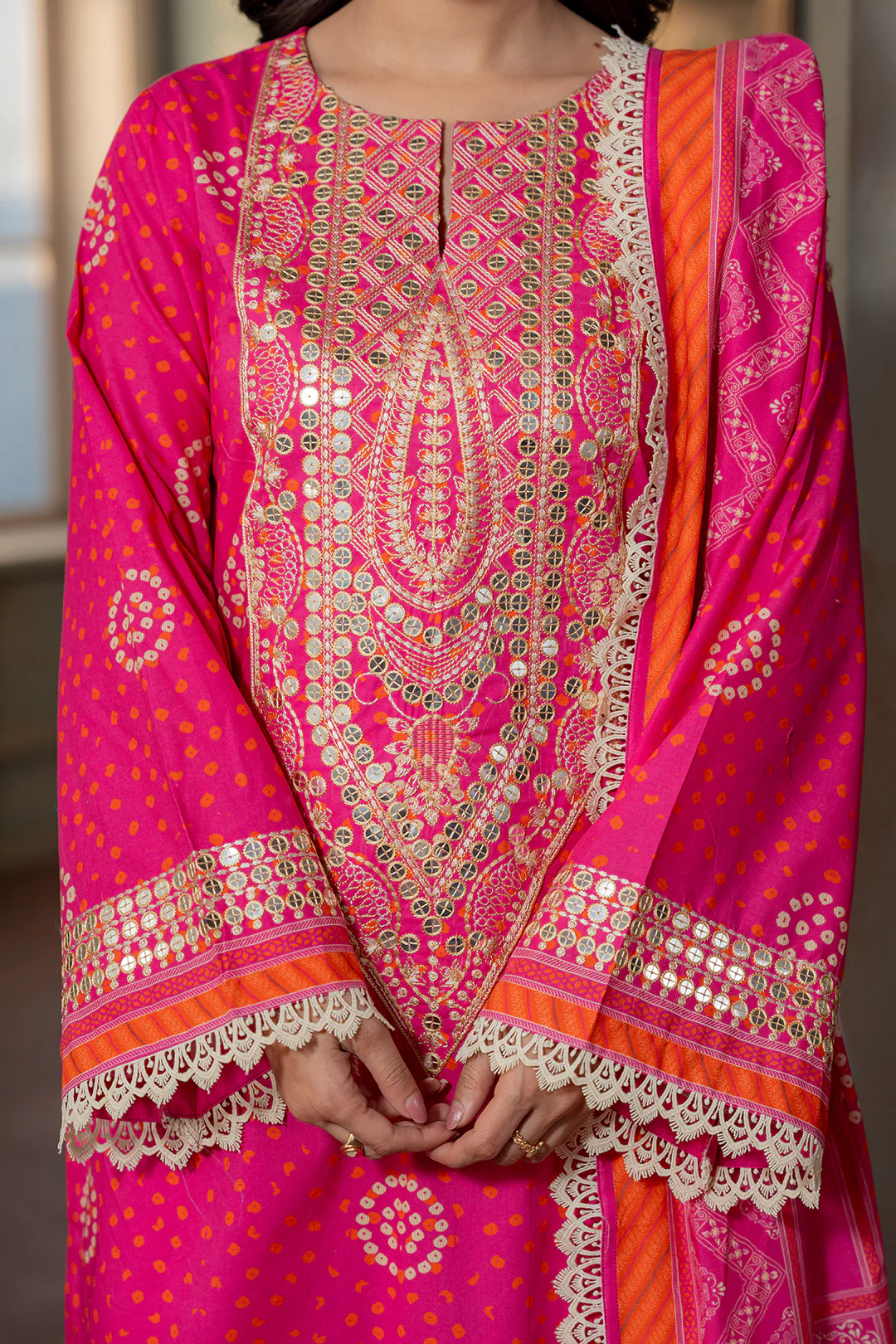 Embroidered Shirt Shalwar Dupatta - 0502 - Image 5