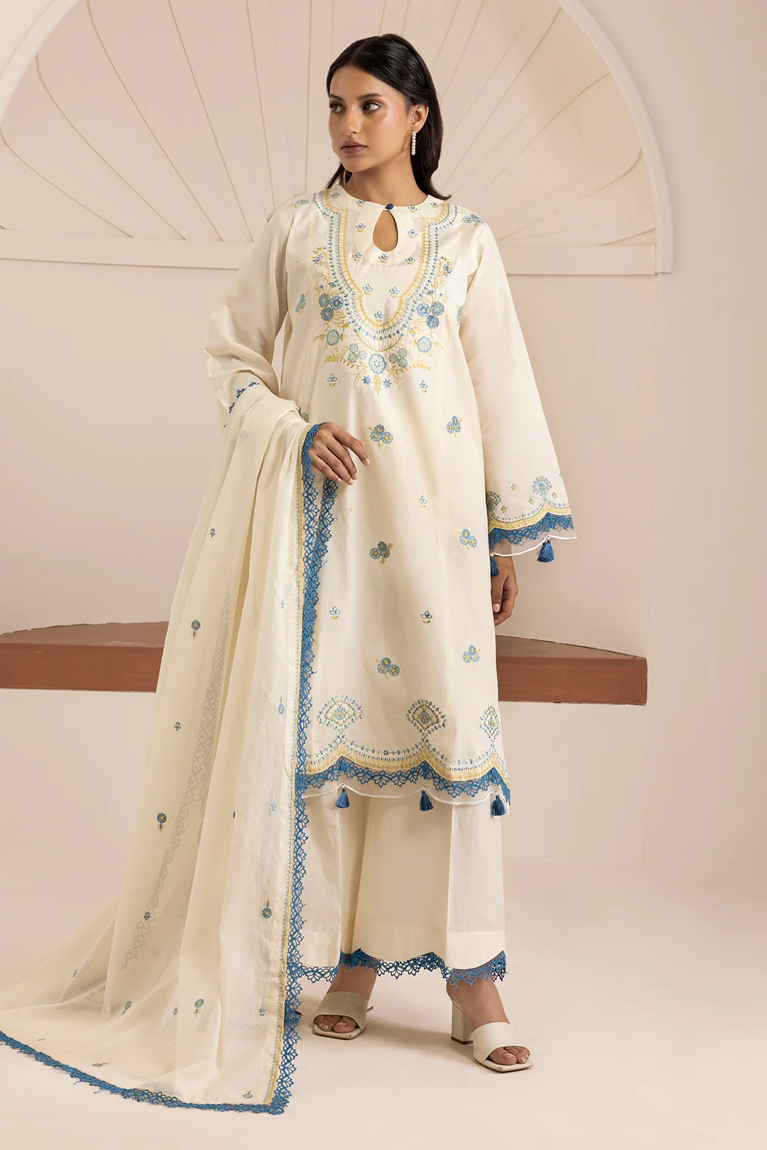 Embroidered Shirt Shalwar Dupatta - 0505 - Image 4