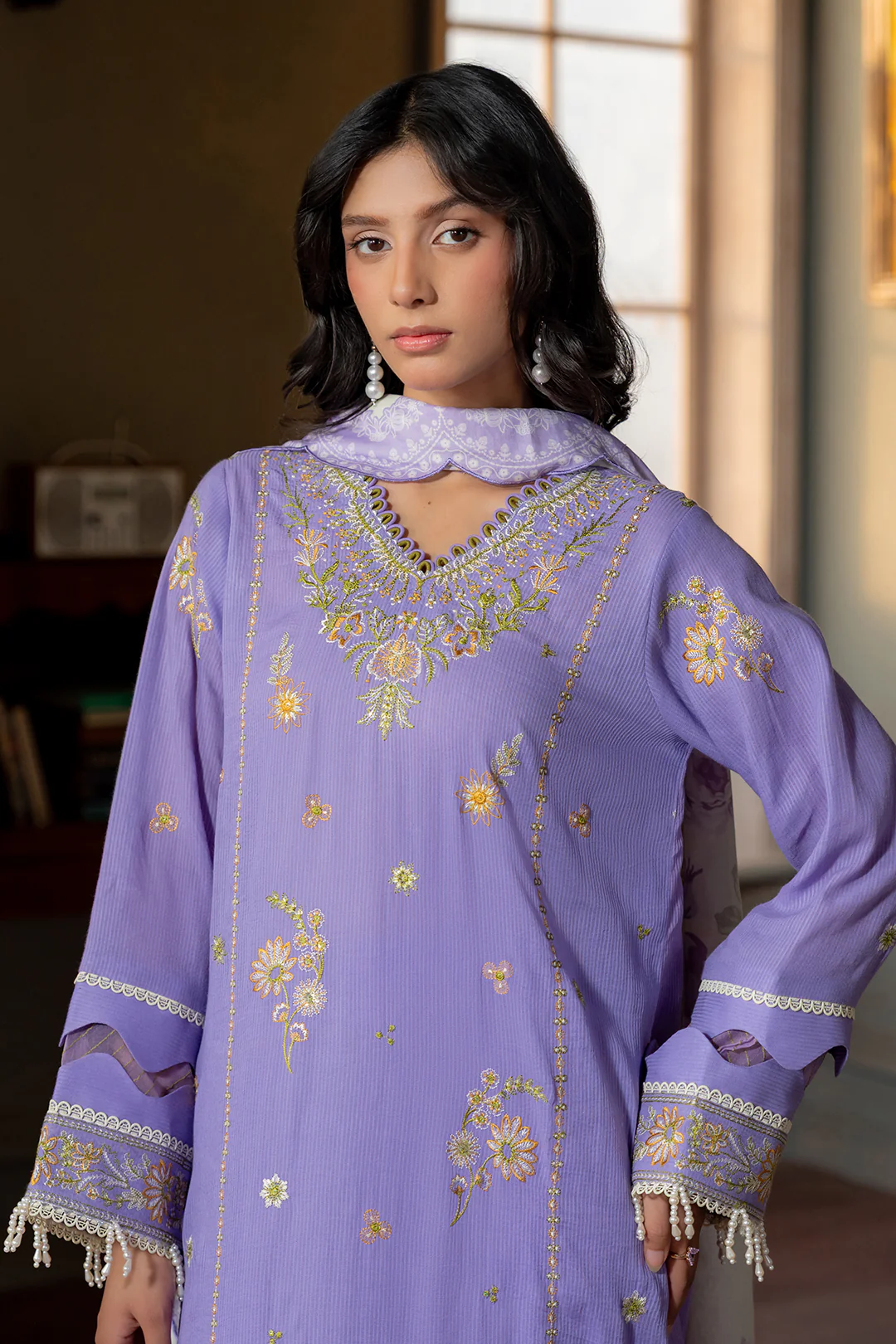 Embroidered Shirt Shalwar Dupatta - 0508 - Image 2
