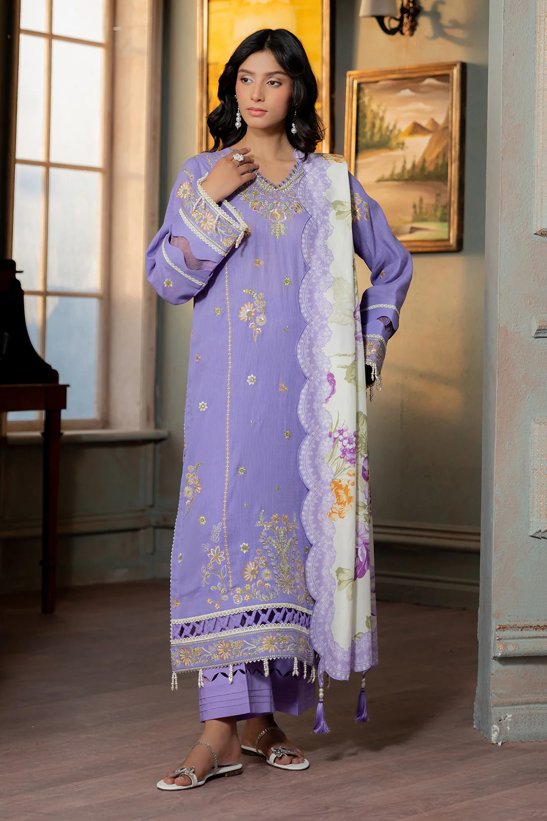 Embroidered Shirt Shalwar Dupatta - 0508 - Image 4