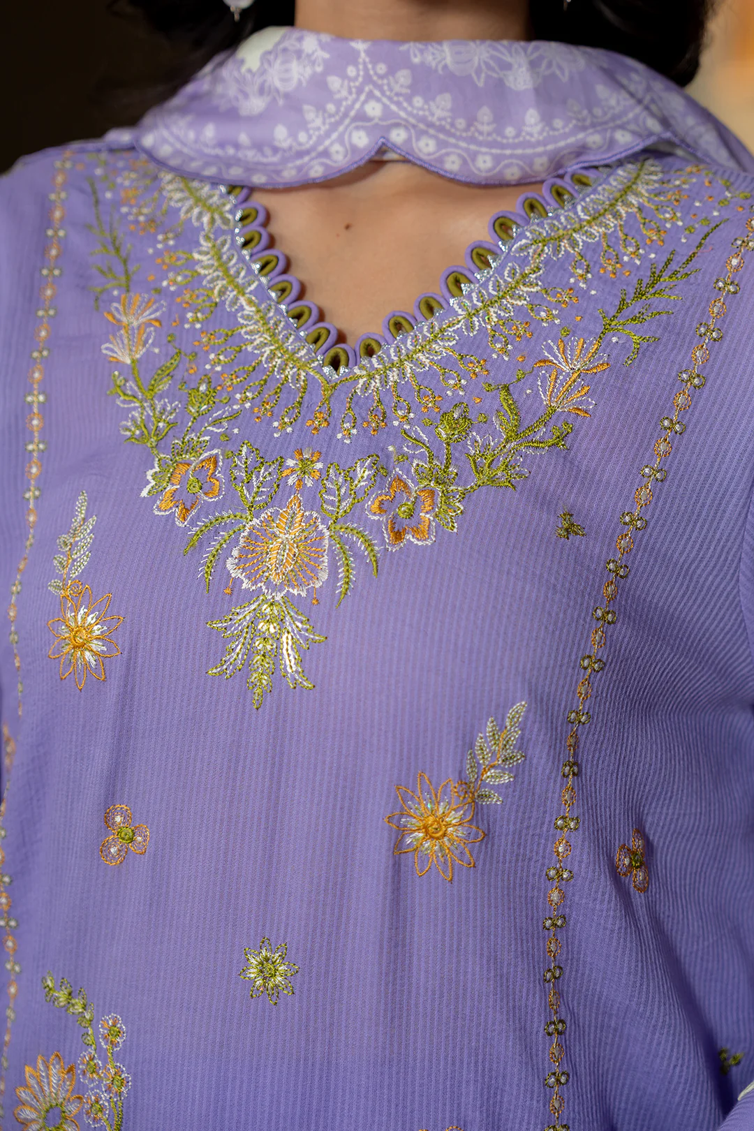 Embroidered Shirt Shalwar Dupatta - 0508 - Image 6