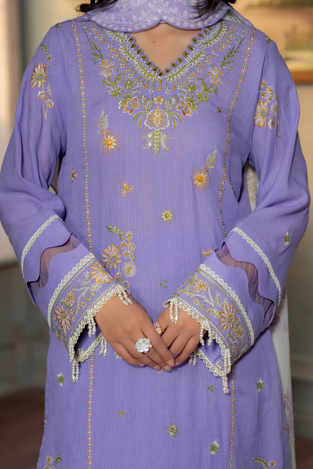 Embroidered Shirt Shalwar Dupatta - 0508 - Image 7