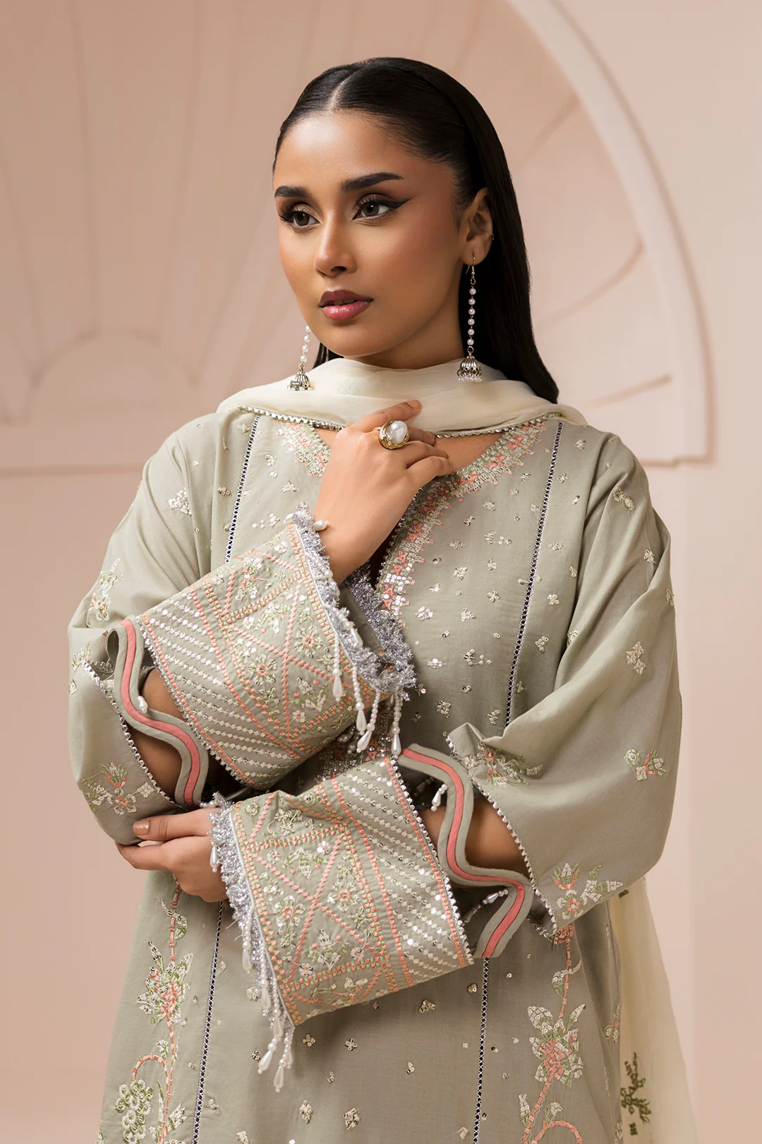 Embroidered Shirt Shalwar Dupatta - 0509 - Image 10