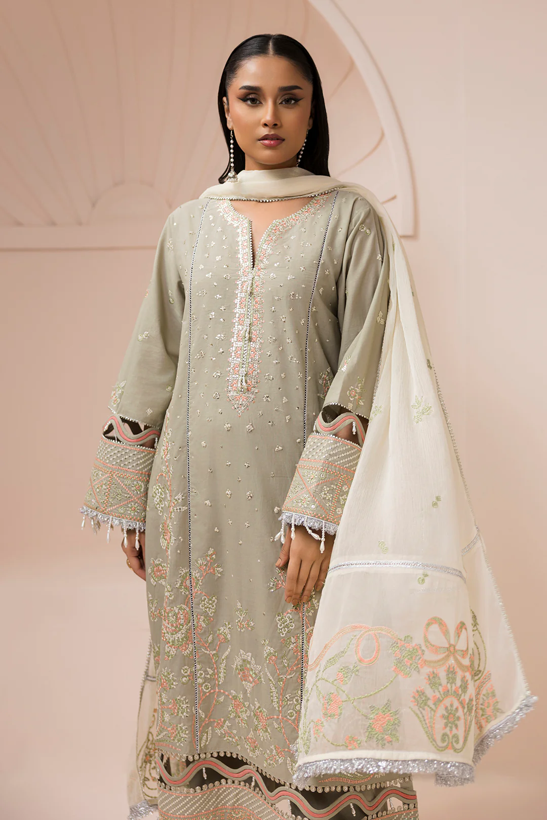 Embroidered Shirt Shalwar Dupatta - 0509 - Image 5
