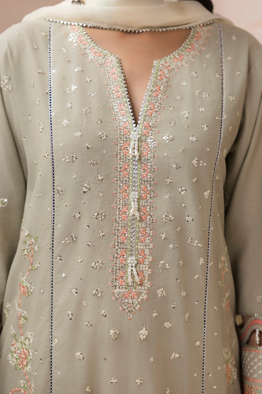 Embroidered Shirt Shalwar Dupatta - 0509 - Image 6