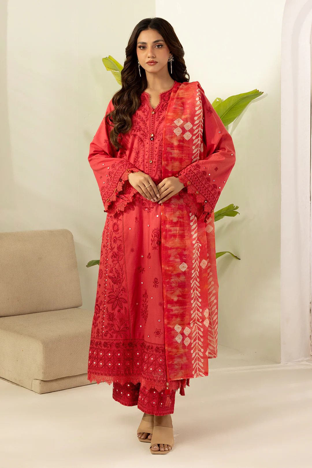 Embroidered Shirt Shalwar Dupatta - 0510 - Image 2