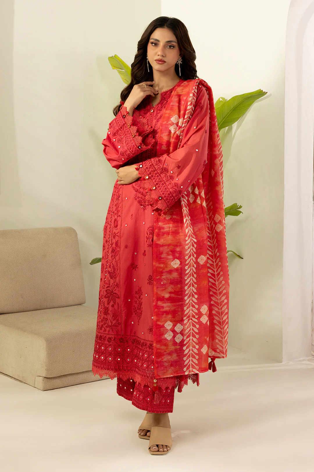 Embroidered Shirt Shalwar Dupatta - 0510 - Image 8