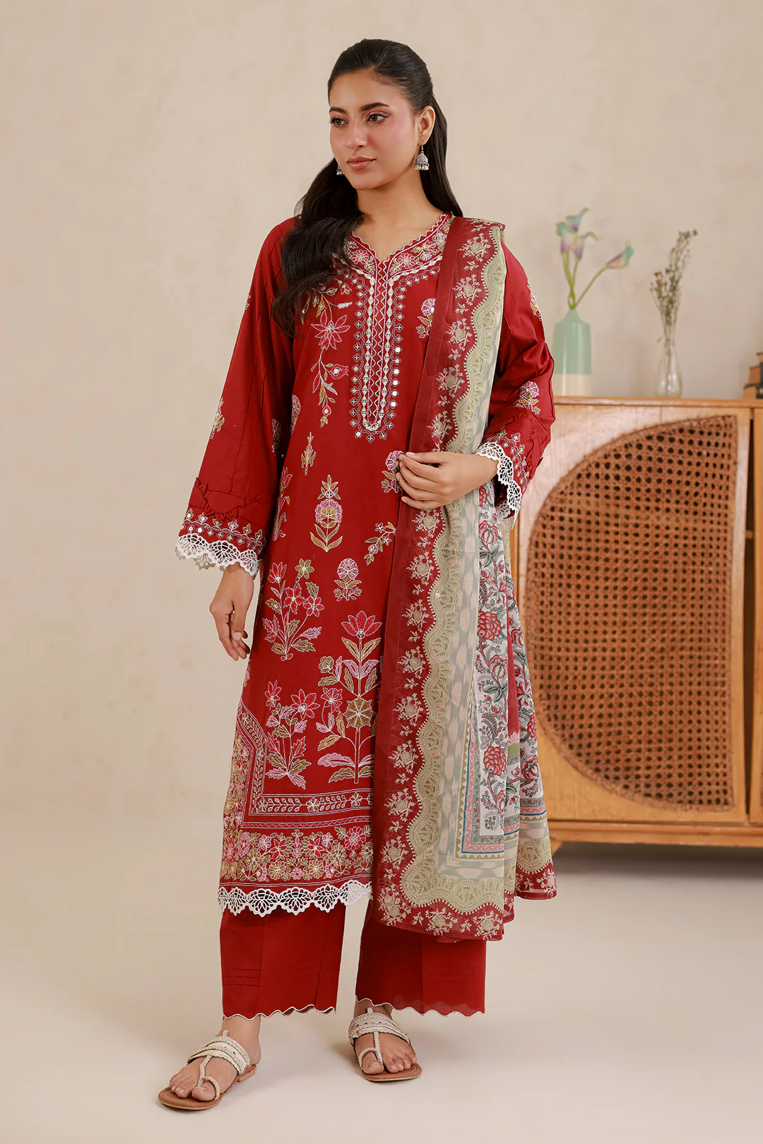 Embroidered Shirt Shalwar Dupatta - 0511 - Image 2