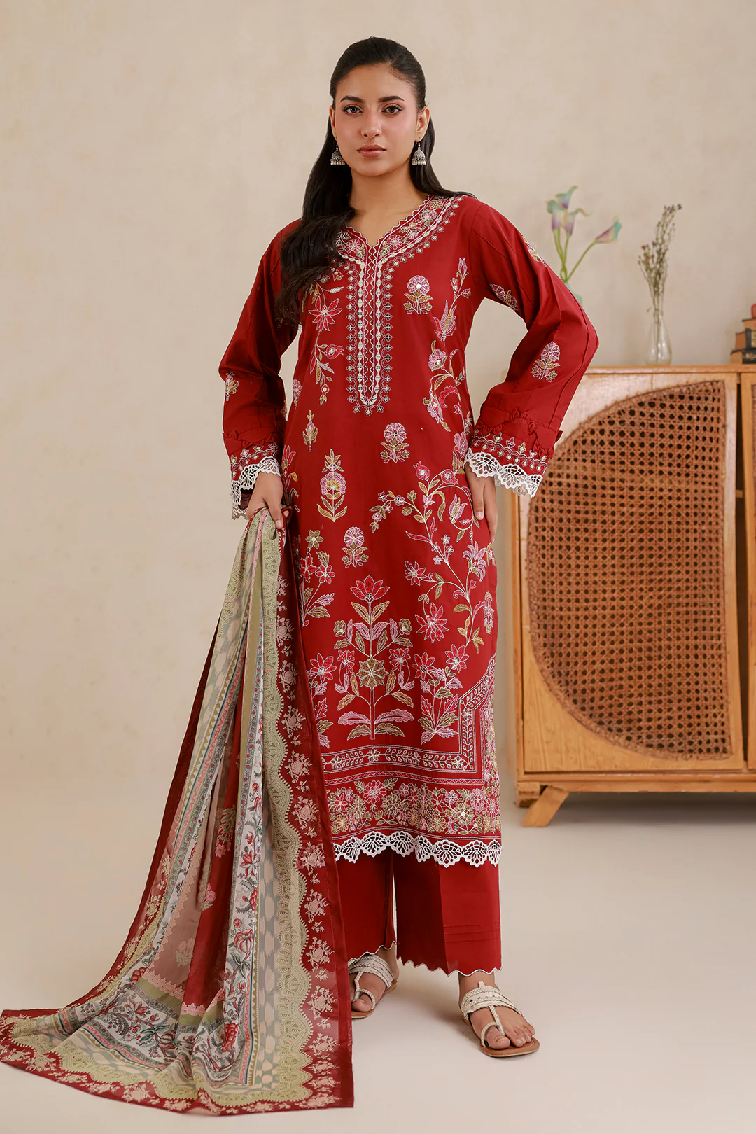 Embroidered Shirt Shalwar Dupatta - 0511 - Image 3