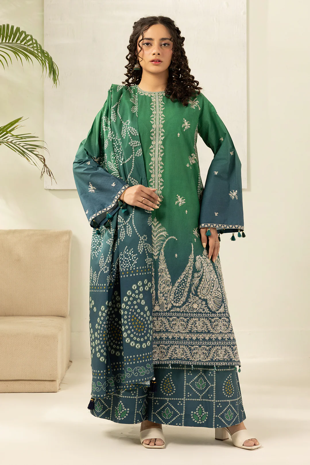Embroidered Shirt Shalwar Dupatta - 0512 - Image 2