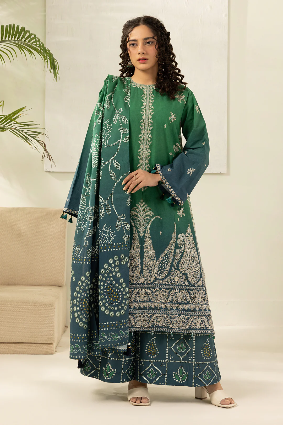 Embroidered Shirt Shalwar Dupatta - 0512 - Image 3